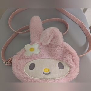 Loungefly Sanrio My Melody Plush Furry Crossbody Strap Satchel Bag Purse